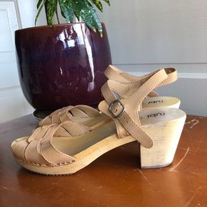 Vintage Leather & Wood Clogs